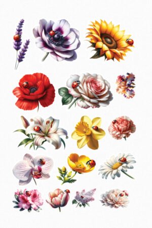 Fleurs et coccinelles