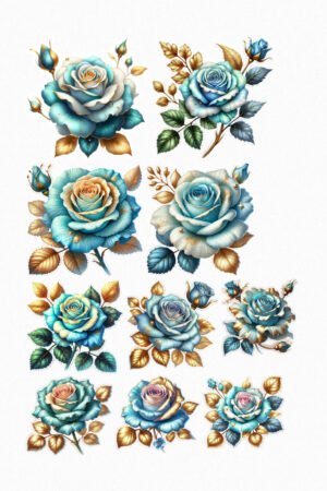 Roses bleues et or