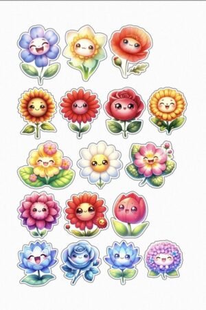Fleurs joyeuses kawaii