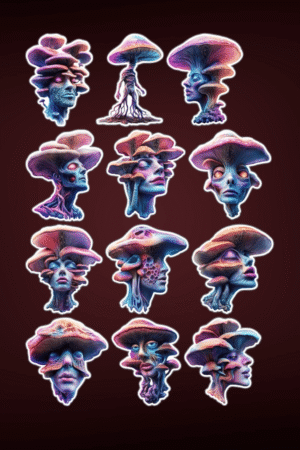 Visages champignons néon